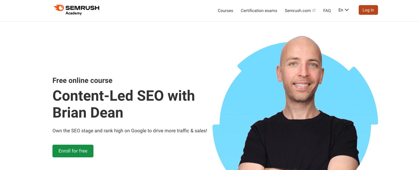 Semrush academy, Brian Dean SEO course