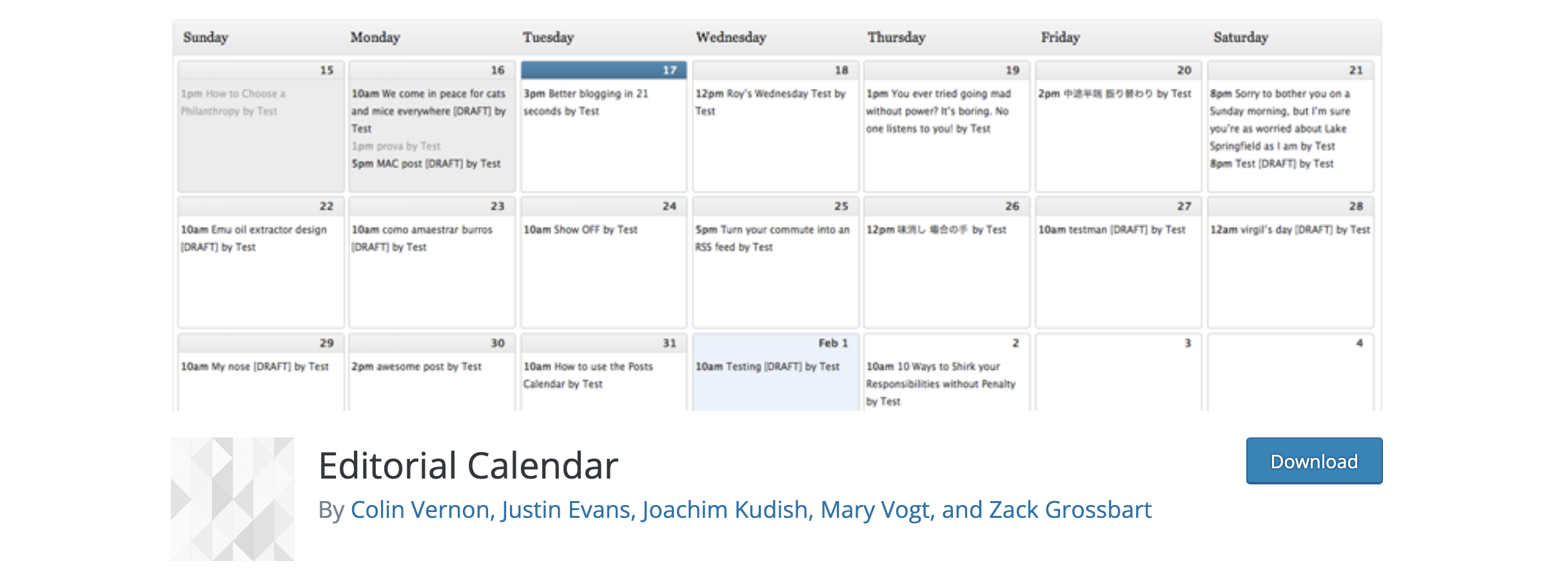 editorial calendar plugin for writers and bloggers