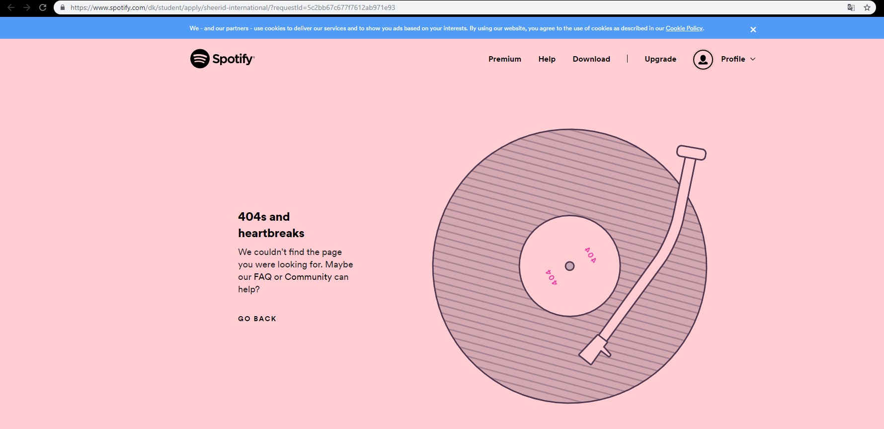 Spotify 404 page