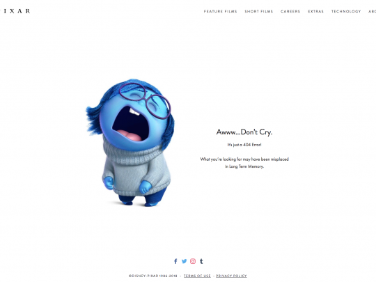 Pixar 404 page