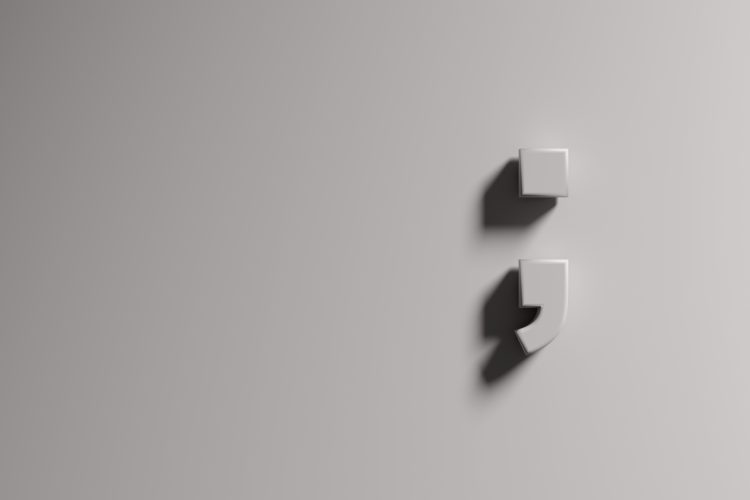 Semicolon,Symbol,Or,Sign,On,Gray,Background.,3d,Rendering.
